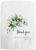 Canopy Street Personalized Lush Greenery Thank You Treat Bags / 50 Custom Event Dessert Bags / 5 3/4" x 8" Watercolor Floral Cookie Holder Wedding Anniversary Favor/Made In The USA by CanopyStreet