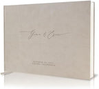 MUUJEE Personalized Guestbook in Taupe - Premium Custom Modern Guest Book for Wedding Reception, Birthday Party or Events w/Bookmark Blank Pages for Signing 11.5 x 8.5 inches by MUUJEE