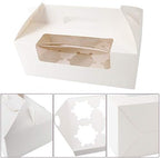 EUSOAR Cupcake Boxes with Holders, 50pcs 9.3" x 5.9" x 3.5" Cupcake Carrier with Handle Insert Display Window, Party Favor Bakery To Go Cupcake Muffin Carry Boxes Container Fits 6 Cupcakes or Muffins - Image 4