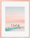 FLYJOE 11x14 Picture Frame -11x14 Metal Picture Frame With Mat For 8x10 | 14x11 Frame Aluminum | Plexiglass And Hanging Hardware Included | 11 by 14 Poster Frame, Set of 3, Rose Gold by FLYJOE