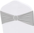50 Pack Spandex Silver Grey Chair Sashes Bows Stretch Chair Bands with Buckles Universal Elastic Chairs Ties for Party Celebration Ceremony Events Wedding Decorations by ZSJFMF