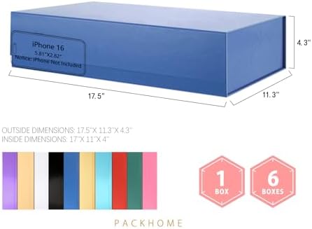 PACKHOME 6 Extra Large Blue Gift Boxes 17.5x11.3x4.3in with Magnetic Lids - Image 2