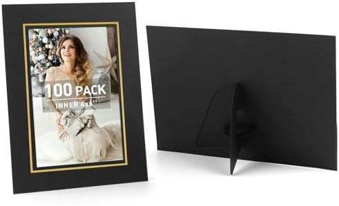 Golden State Art, Paper Picture Frames, 4X6, Black Gold Lining, 100 Pack by GoldenStateArt