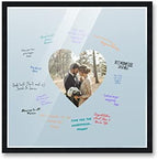 20x20 Square Black Autograph & Signature Picture Frame With Blue Heart Opening Photo Mat for 8x8 Pictures Wooden Picture Frames - Birthday, Baby Shower, Memorial Signing Board, Matted Frame by PosterPalooza