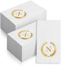 200 Pack Monogrammed Disposable Napkins Gold Foil Letter N Guest Napkins Initial Disposable Hand Paper Towels for Wedding Engagement Baby Shower Party Home Kitchen Bathroom Dinner Decorative Towels by Datyiiha