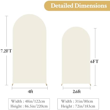 Beige Arch Backdrop Cover 7.2FT 6FT Spandex Arch Covers Stretchy Backdrop Set of 2, Double-Layer Wrinkle Free Wedding Arch Stand Cover Party Backdrop Curtains for Baby Shower Birthday Party Decoration - Image 6