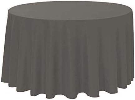 Polyester Round Tablecloth 120" Ideal for 60 inch round table (Charcoal) - Image 2