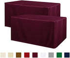 Obstal 2 Pack Fitted Table Covers for 8 Foot Tables, Burgundy by Obstal