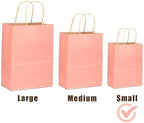 qiqee 100-Packs Light Pink Paper Gift Bags with Handles Bulk 8.26"×6"×3.15" Small Size Gift Bags Multiple Uses - Image 4