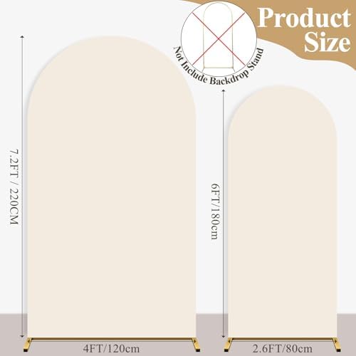 Ledido 6FT 7.2FT 2Set Beige Arch Backdrop Cover Party Decoration - Image 5