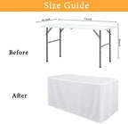 Obstal 2 Pack Table Clothes for 6 Foot Rectangle Tables - Water Resistant Washable Fabric Polyester Rectangle Table Cover Protector for Wedding, Banquet and Trade Shows, 72L x 30W x 30H Inches, White - Image 6