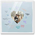 Poster Palooza 24x24 White Autograph & Signature Picture Frame With Blue Heart Opening Photo Mat for 8x8 Pictures - With Pens, UV Acrylic & Foamboard Backing by PosterPalooza