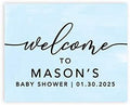 Andaz Press Personalized Large Canvas Baby Shower Welcome Sign, 16 x 20 Inches, Minimal Baby Blue, Guestbook Alternative, Custom Baby Shower Sign, for Baby Shower, Baby Sprinkle by AndazPress