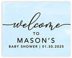 Andaz Press Personalized Large Canvas Baby Shower Welcome Sign, 16 x 20 Inches, Minimal Baby Blue, Guestbook Alternative, Custom Baby Shower Sign, for Baby Shower, Baby Sprinkle by AndazPress