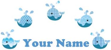 Oliver's Labels Premium Name Wall Decals - Matte Finish Personalized Wall Art for Kids' Rooms & Nurseries (Whales) by Oliver%27s+Labels