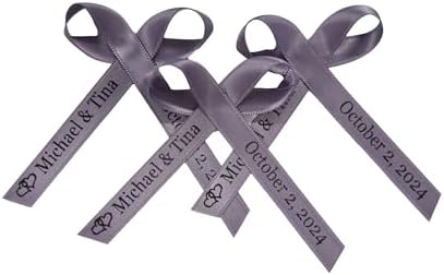 25 Personalized Ribbons Assesmbled Bows Custom Bridal Shower Favor Party Favors Wedding Bridesmaid Memorial Ribbons Funeral Baby Invitations Mis XV años Quinceanera (Thistle) - Image 2