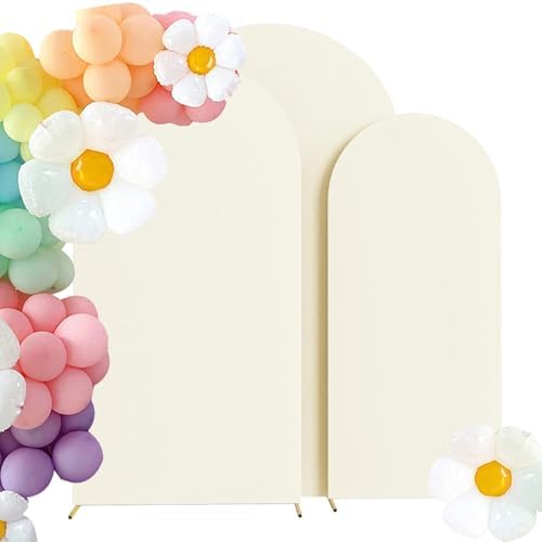 HAINARverS Set of 3 Stretchy Arch Backdrop Covers, Ivory, 6/6.6/7.2FT by HAINARverS