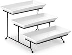 MALACASA 3 Tier Serving Trays, White Porcelain Serving Platters, 12 Inch by MALACASA