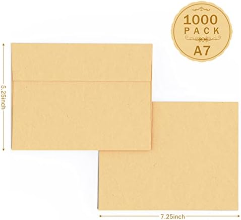 1000 Pack Goefun A7 Light Brown Kraft Envelopes Self Seal, 5.25 x 7.25-inch - Image 2
