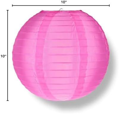 PaperLanternStore.com 10 Inch Hot Pink Nylon Lantern (10 PACK) - Image 2