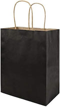 bagmad 100 Pack Medium 8x4.75x10 Inch Black Kraft Paper Bags with Handles Bulk, Gift Bags, Craft Grocery Shopping Retail Party Favors Wedding Business Sacks (Black, 100pcs) by bagmad