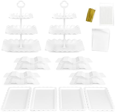 NWK Pack of 11 Cake Stand Set of Cupcake Stand, Tray & Cake Pop Stands - Image 2