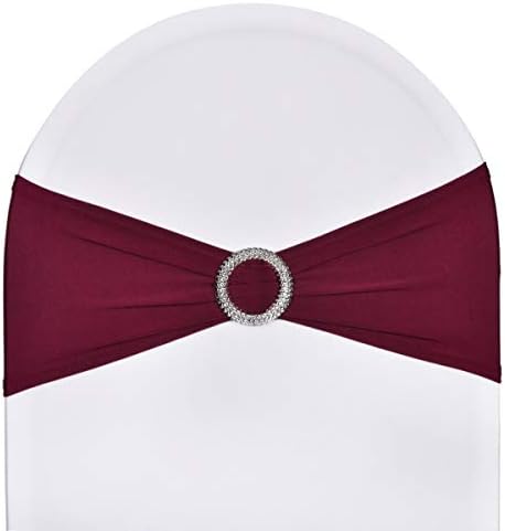 50pcs Stretch Spandex Chair Sashes for Wedding Party Banquet Decoration Elastic Bulk Chair Cover(Burgundy Maroon) by SweetEasy