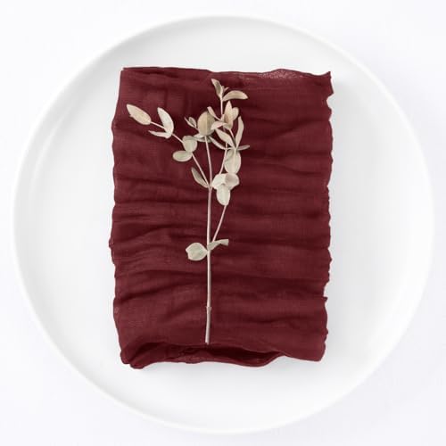 DeZerlor Burgundy Washable Cheesecloth Napkins Set of 50 for Wedding Party - Image 5