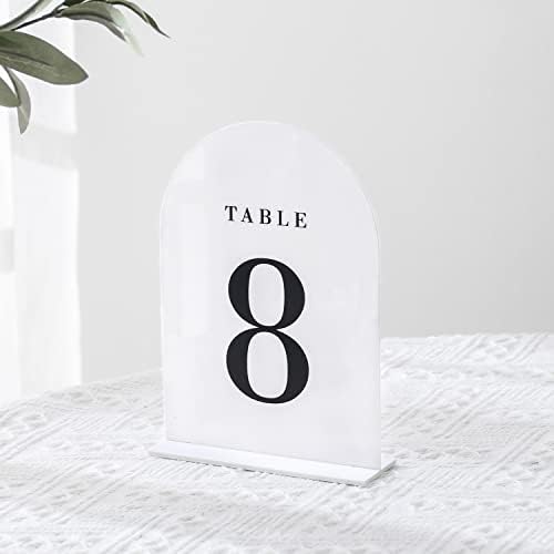 UNIQOOO White Arch Wedding Table Numbers with Stands 1-15, 5x7" Acrylic Signs and Holders, Perfect for Centerpiece, Reception, Decoration, Party, Anniversary, Event - Image 5