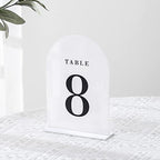 UNIQOOO White Arch Wedding Table Numbers with Stands 1-30, 5x7" Acrylic Signs and Holders, Perfect for Centerpiece, Reception, Decoration, Party, Anniversary, Event - Image 3