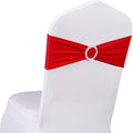 Wedding Red Chair Sashes 100 Pack Spandex Chair Bows Bands with Buckles for Party Birthday Bridal Shower Engagement Banquets Anniversary Christmas Outdoor Events Decorations (Red) by SINSSOWL