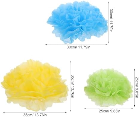 ibasenice 25pcs Tissue Paper Pom Poms - Tissue Paper Flowers for Fiesta Parties, Baby Shower Decorations, Flower Birthday Decorations - 10, 12, 14 Inch Colorful Party Decor - Image 2