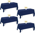4 Pack Navy Blue Rectangle Polyester Tablecloth 60x102 Inch Washable Polyester Table Cover for Wedding Dining Table Buffet Parties Banquet Decor by JALANCY