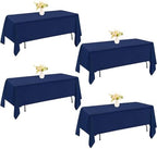 4 Pack Navy Blue Rectangle Polyester Tablecloth 60x102 Inch Washable Polyester Table Cover for Wedding Dining Table Buffet Parties Banquet Decor by JALANCY
