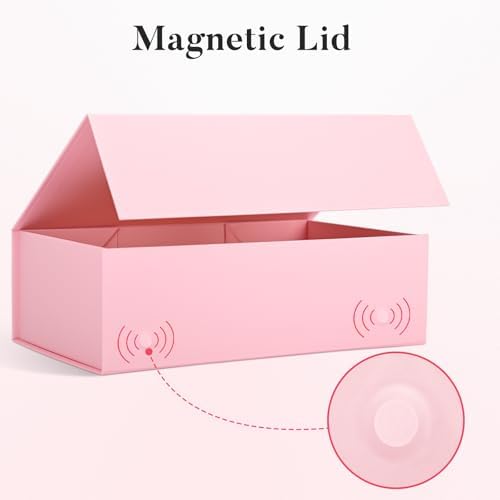 LIFELUM Pink Wedding Gift Box with Magnetic Lid for Presents, 14"x8.5"x4.5" - Image 4
