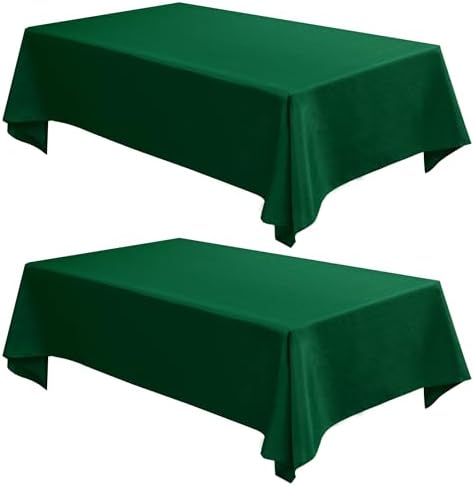Fitable 2 Pack Hunter Green Faux Linen Tablecloths Rectangle 60x84 Inch by Fitable