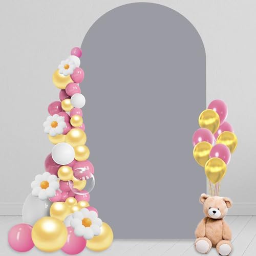 8 FT Arch Backdrop Cover, Wedding Light Grey Arch Covers Stretchy Backdrop Spandex Fitted for Chiara Stand Birthday Baby Shower Party Ceremony Decoration Light Grey 8FT by Vlakteven