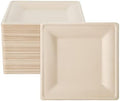 ECOLipak 100 Piecs Compostable Square Paper Plates, 10 inch, Nature by ECOLipak