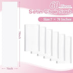 fani 60 PCS Satin Chair Sashes, 7x78 Inch, White - Image 2