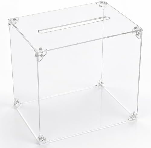Clear Acrylic Card Box with Slot, Large Blank DIY Card Box for Cards, Envelopes & Money, Transparent Acrylic Box for Wedding, Birthday, Graduation, Baby Shower, Party & Fundraiser by Unknown