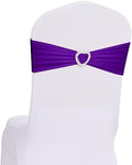 Pack of 120 Spandex Chair Sashes Bows Stretch Chair Cover Band with Buckle Slider Universal Elastic Chair Ties for Wedding Banquet Party Event Decoration (Purple) by Howhic