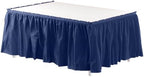 Exquisite Navy Table Skirt 24 Pack - Disposable Plastic Table Skirts for Rectangle Tables 6ft 8ft & Round Tables - 29in x 14ft Self-Adhesive Strip - Birthday Wedding Gender Reveal Decor by Exquisite