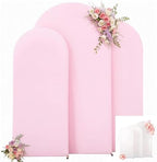 Set of 3 Arch Backdrop Covers(7.2ft, 6.6ft, 6ft) - Premium Stretchy Spandex Backdrop Arch Stand Cover for Baby Shower,Wedding,Party Decor Chiara Cover with Double-Sided Design(Pink, White) by Gogoparti