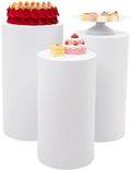 3 PCS Cylinder Pedestal Stands, White Cylinder Pedestal Display Stand Dessert Table Display Pillars Metal Plinth Pillars for Wedding Baby Shower Birthday Event Decor by Unknown