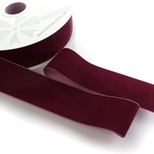 2" Velvet Ribbon Single Sided Soft Plush Luxury Craft Trim for Hair Bows Sewing Gift Wrapping Decorations Floral Arrangements and DIY Projects (Wine, 25 Yards) - Image 3