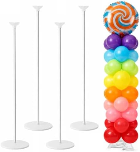 Balloon Column Stand Set of 4, Adjustable 15-79 Inch Metal Spiral Balloon Tower, Reusable Floor Balloon Pillars for Wedding Birthday Baby Shower Graduation Decor by Tamodan+for+better