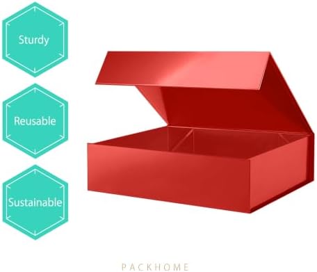 PACKHOME 6 Large Red Gift Boxes 13.5x10x3.5in Magnetic Lids for Shirt - Image 6