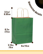 qiqee 100PCS Gift Bag with Handles Bulk Kraft Deep Green Paper Bags Multiple Uses (8.3"x3"x6"inch Small Size) - Image 2