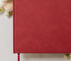 MUUJEE Personalized Guestbook in Red - Premium Custom Modern Guest Book for Wedding Reception, Birthday Party or Events w/Bookmark Blank Pages for Signing 11.5 x 8.5 inches - Image 4