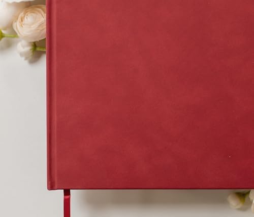MUUJEE Personalized Guestbook in Red - Premium Custom Modern Guest Book for Wedding Reception, Birthday Party or Events w/Bookmark Blank Pages for Signing 11.5 x 8.5 inches - Image 4